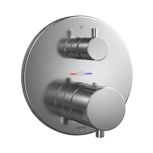 TOTO TBV01408U#CP Round Thermostatic Mixing Valve With Two-Way Diverter Shower Trim - Polished Chrome