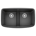 BLANCO 442200 Valea Valea SILGRANIT 32" 50/50 Double Bowl Undermount Kitchen Sink with Low Divide - Anthracite in Anthracite