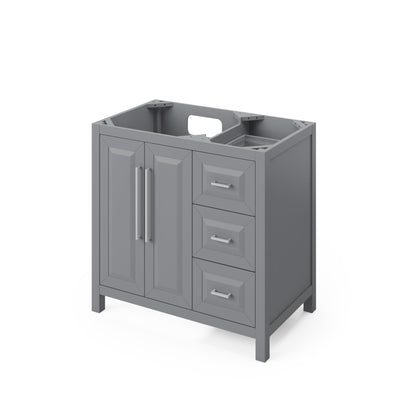 JEFFREY ALEXANDER VKITCAD36GRBGR 36" Grey Cade Vanity, left offset, Black Granite Vanity Top, undermount rectangle bowl - Grey