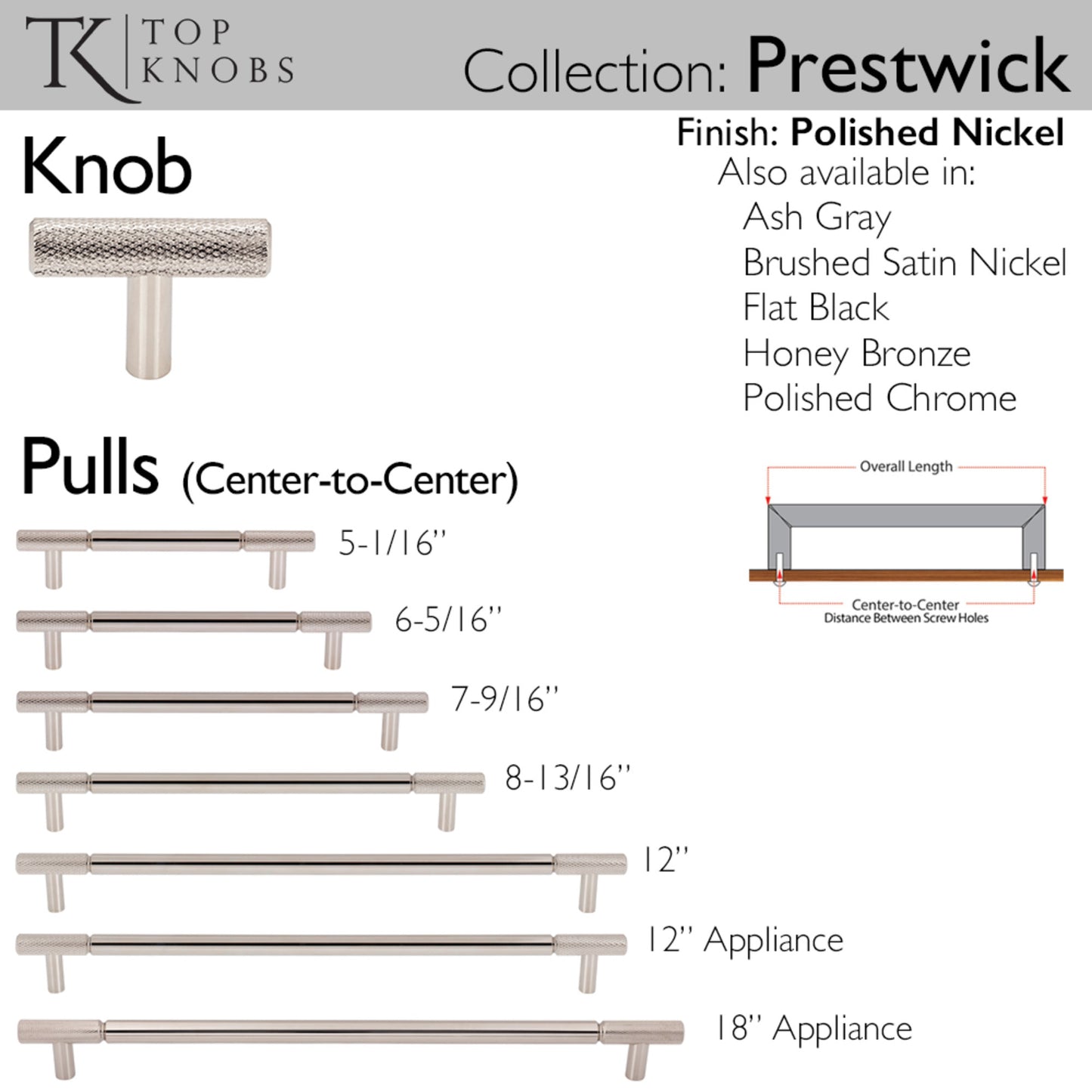 TOP KNOBS TK3246PN Prestwick 12" Center to Center Bar Pull - Polished Nickel