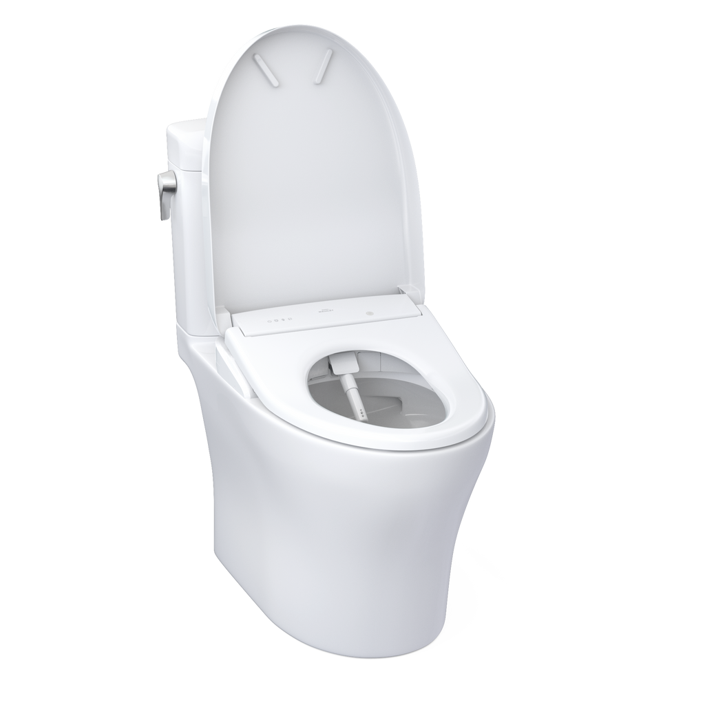 TOTO MW4364726CEMFGNA#01 Washlet+ Aquia Iv Cube Two-Piece Elongated Dual Flush 1.28 And 0.9 Gpf Toilet With Auto Flush S7 Contemporary Bidet Seat - Cotton White