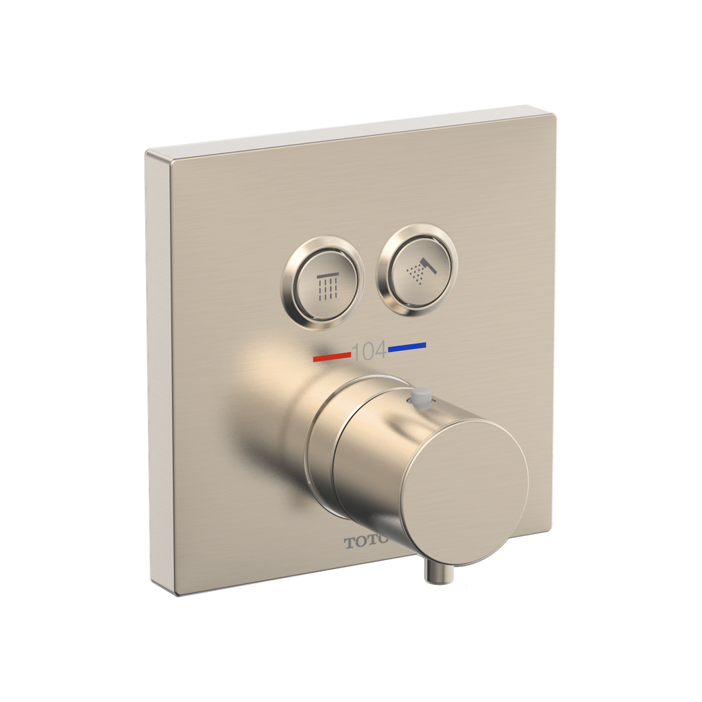 TOTO TBV02406U#BN Square Thermostatic Mixing Valve With 2-Function Shower Trim - Brushed Nickel