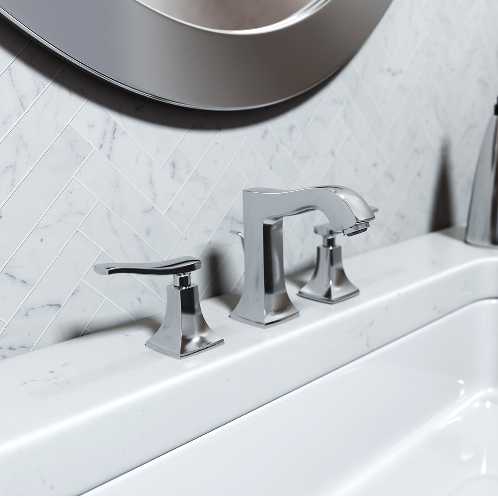HANSGROHE 31073001 Metris C Widespread Faucet 100 with Pop-Up Drain, 1.2 GPM - Chrome