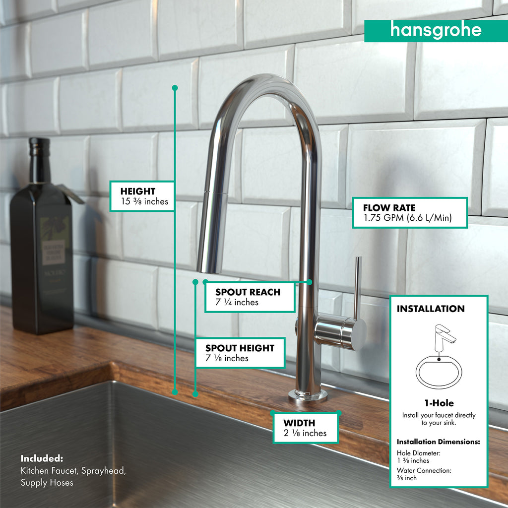 HANSGROHE 72846001 Talis N HighArc Kitchen Faucet, A-Style 2-Spray Pull-Down, 1.75 GPM - Chrome