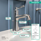 HANSGROHE 04773830 Joleena Single-Hole Faucet 100 with Pop-Up Drain, 0.5 GPM - Polished Nickel