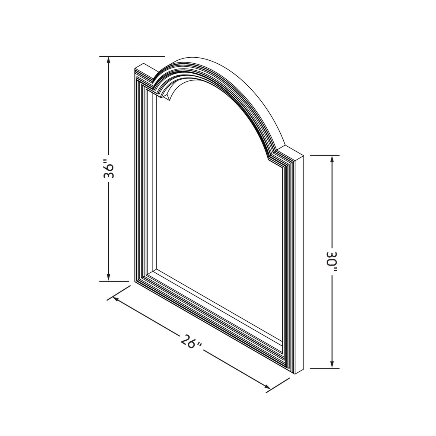 JEFFREY ALEXANDER MIR2COM-26-WA 26" W x 2" D x 36" H Walnut Compton Mirror - Walnut