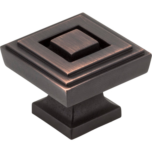 JEFFREY ALEXANDER 585L-DBAC Delmar 1-1/4" Length Square Knob - Brushed Oil Rubbed Bronze