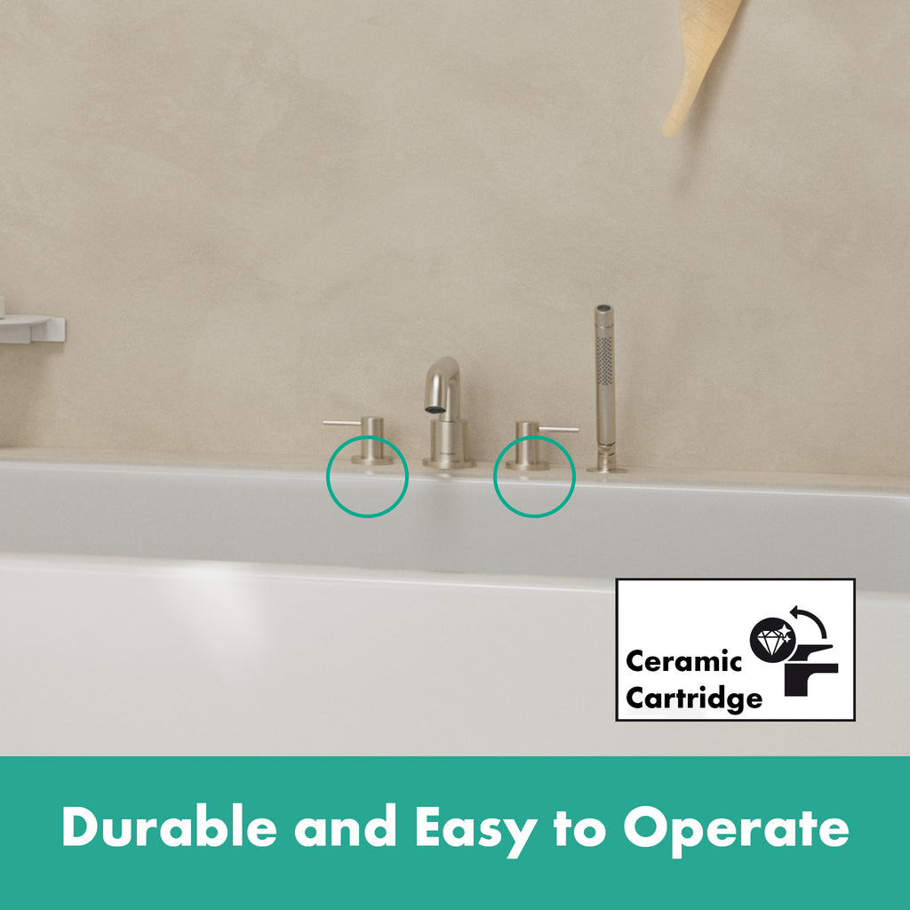 HANSGROHE 73442821 Tecturis S 4-Hole Roman Tub Set Trim with 1.75 Handshower - Brushed Nickel