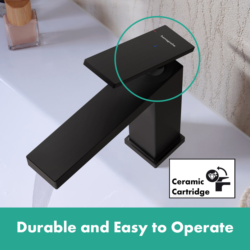 HANSGROHE 73002671 Tecturis E Single-Hole Faucet 80 with Pop-Up Drain, 1.2 GPM - Matte Black