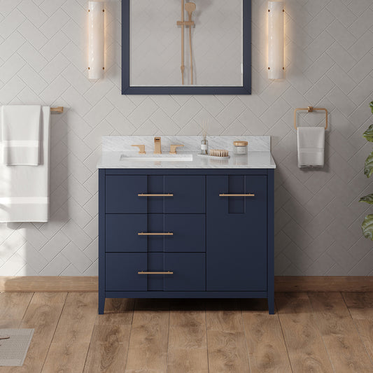 JEFFREY ALEXANDER VN2KAT-42-BL-NT 42" Hale Blue Katara Vanity, left offset - Hale Blue