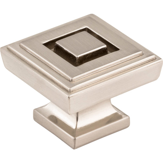 JEFFREY ALEXANDER 585L-SN Delmar 1-1/4" Length Square Knob - Satin Nickel