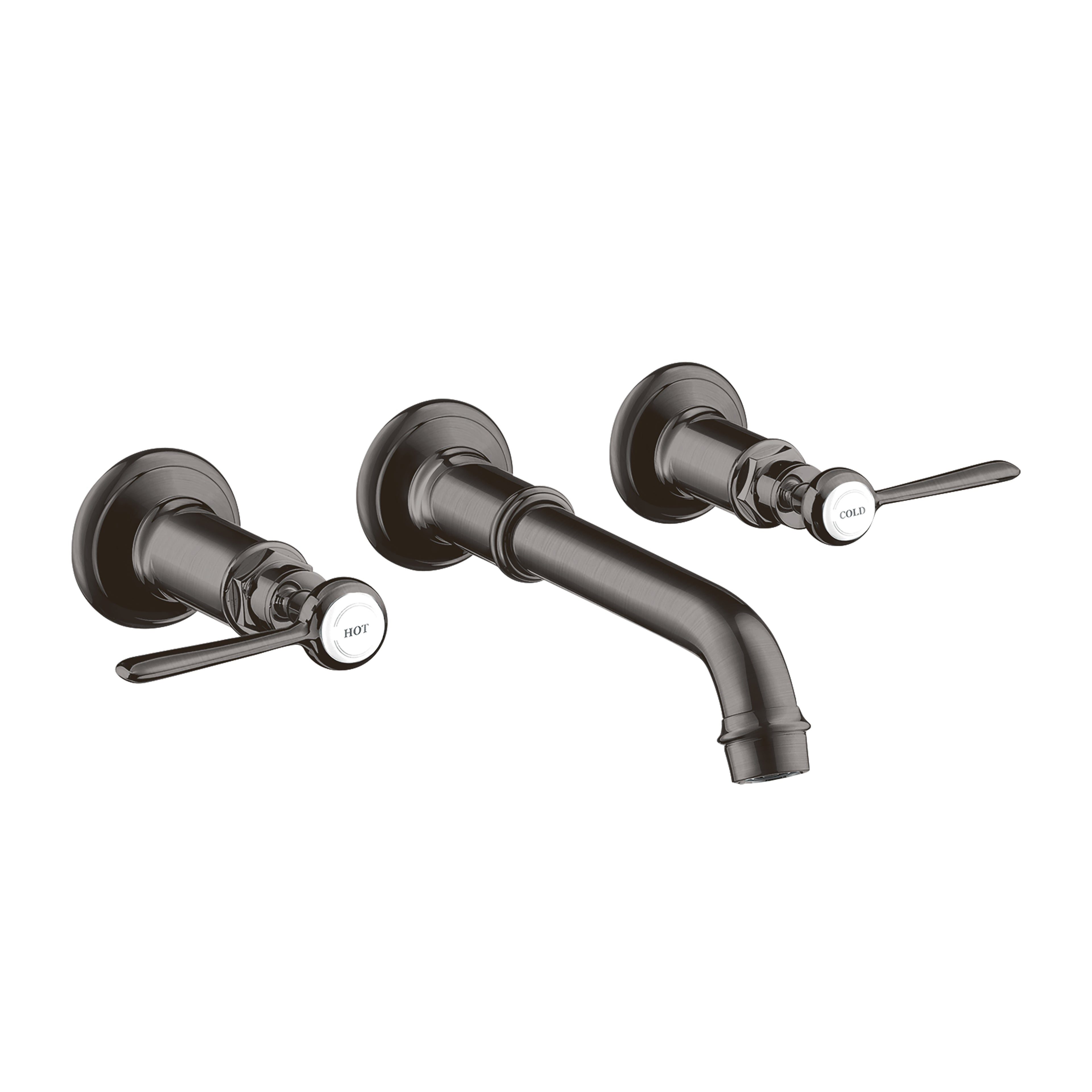 AXOR 16534341 Montreux Wall-Mounted Widespread Faucet Trim with Lever Handles, 1.2 GPM - Brushed Black Chrome