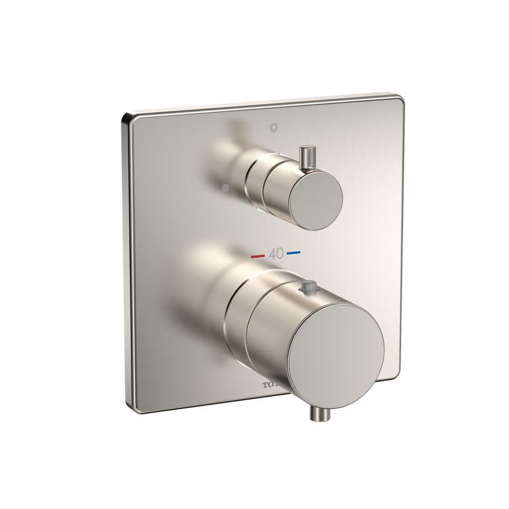 TOTO TBV02403U#BN Square Thermostatic Mixing Valve With Volume Control Shower Trim - Brushed Nickel