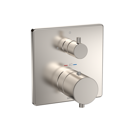 TOTO TBV02403U#BN Square Thermostatic Mixing Valve With Volume Control Shower Trim - Brushed Nickel
