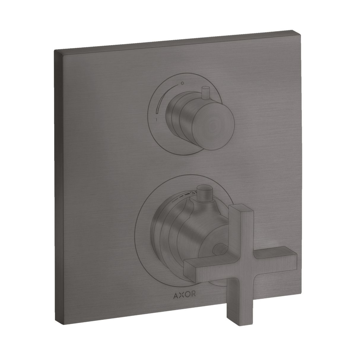 AXOR 39705341 Citterio Thermostatic Trim with Volume Control- Cross Handle - Brushed Black Chrome