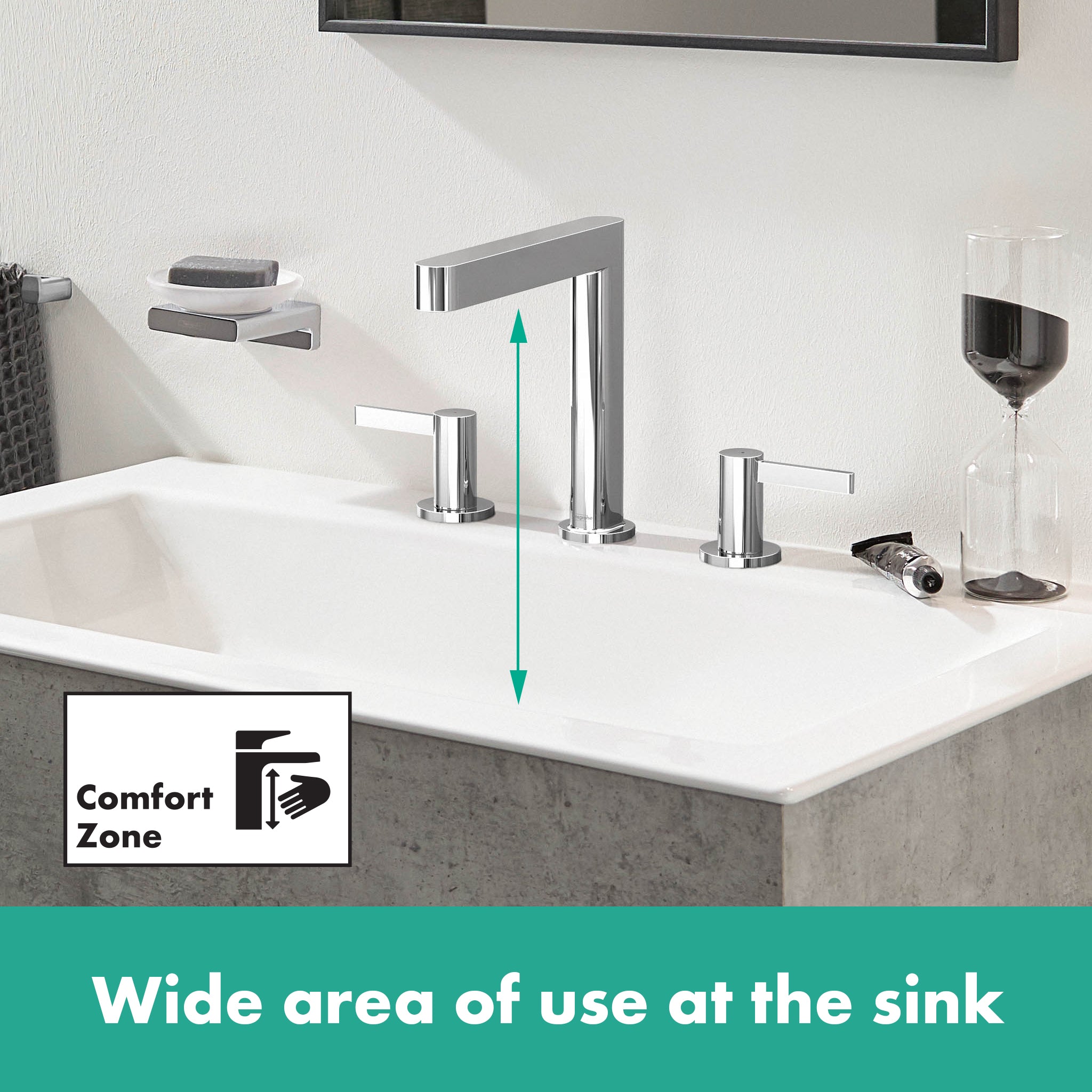 HANSGROHE 76034821 Finoris Wide-spread Faucet 160 with Pop-up Drain, 1.2 GPM - Brushed Nickel