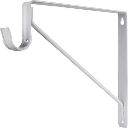 HARDWARE RESOURCES 1516WH White Shelf Bracket with Rod Support for 1-5/16" Round Closet Rods - White