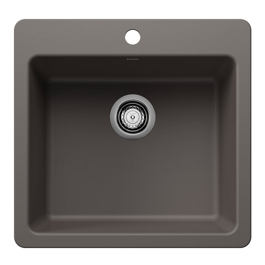 BLANCO 443232 Liven Liven SILGRANIT 21" Single Bowl Dual Mount Kitchen Sink - Volcano Gray in Volcano Gray