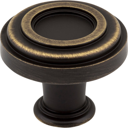 JEFFREY ALEXANDER 317ABSB Lafayette 1-3/8" Diameter Mushroom Knob - Antique Brushed Satin Brass