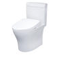 TOTO MW4364736CEMFGNA#01 WASHLET+ Aquia IV Cube Two-Piece Elongated Dual Flush 1.28 and 0.9 GPF Toilet with Auto Flush S7A Contemporary Bidet Seat , Cotton White