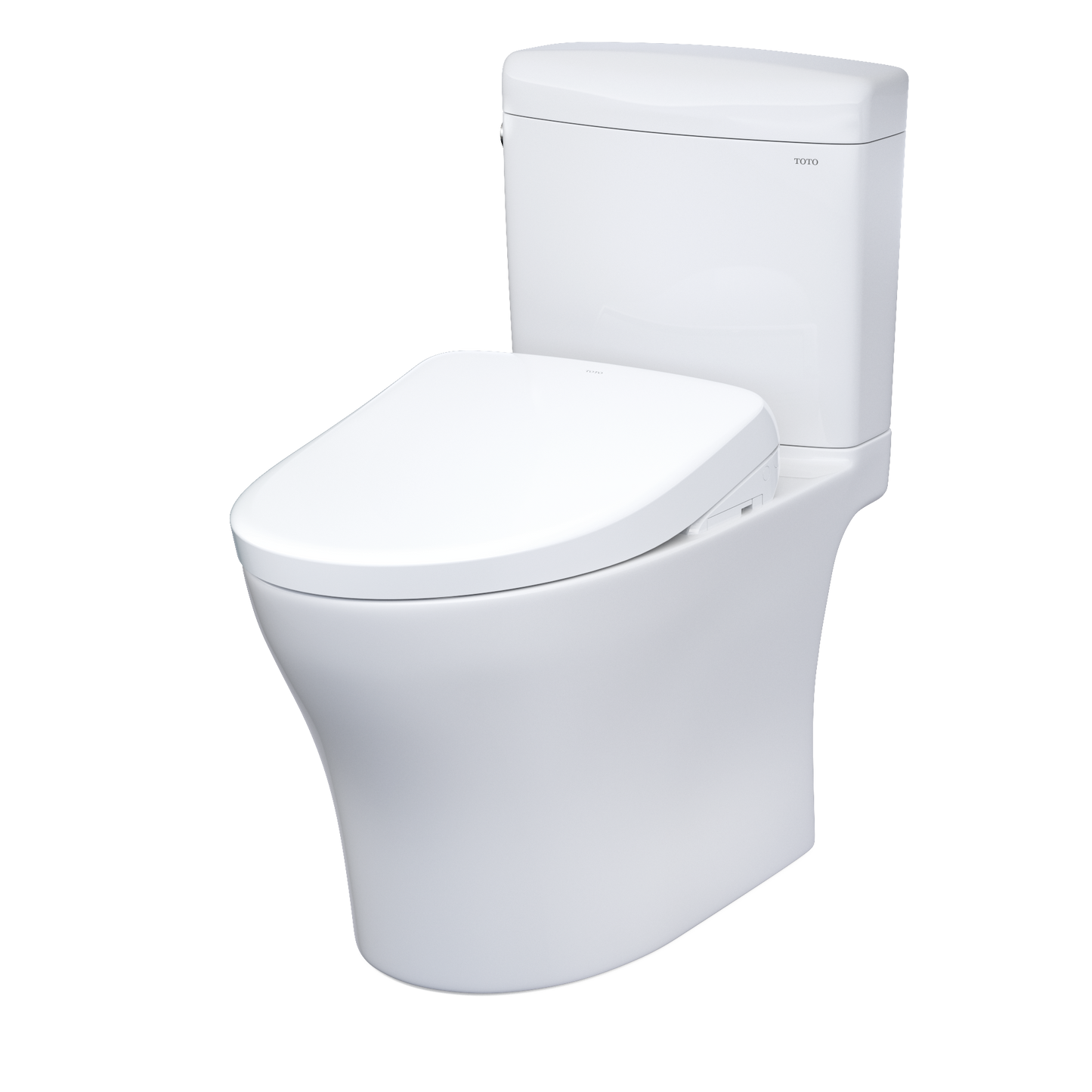 TOTO MW4364736CEMFGNA#01 Washlet+ Aquia Iv Cube Two-Piece Elongated Dual Flush 1.28 And 0.9 Gpf Toilet With Auto Flush S7A Contemporary Bidet Seat - Cotton White