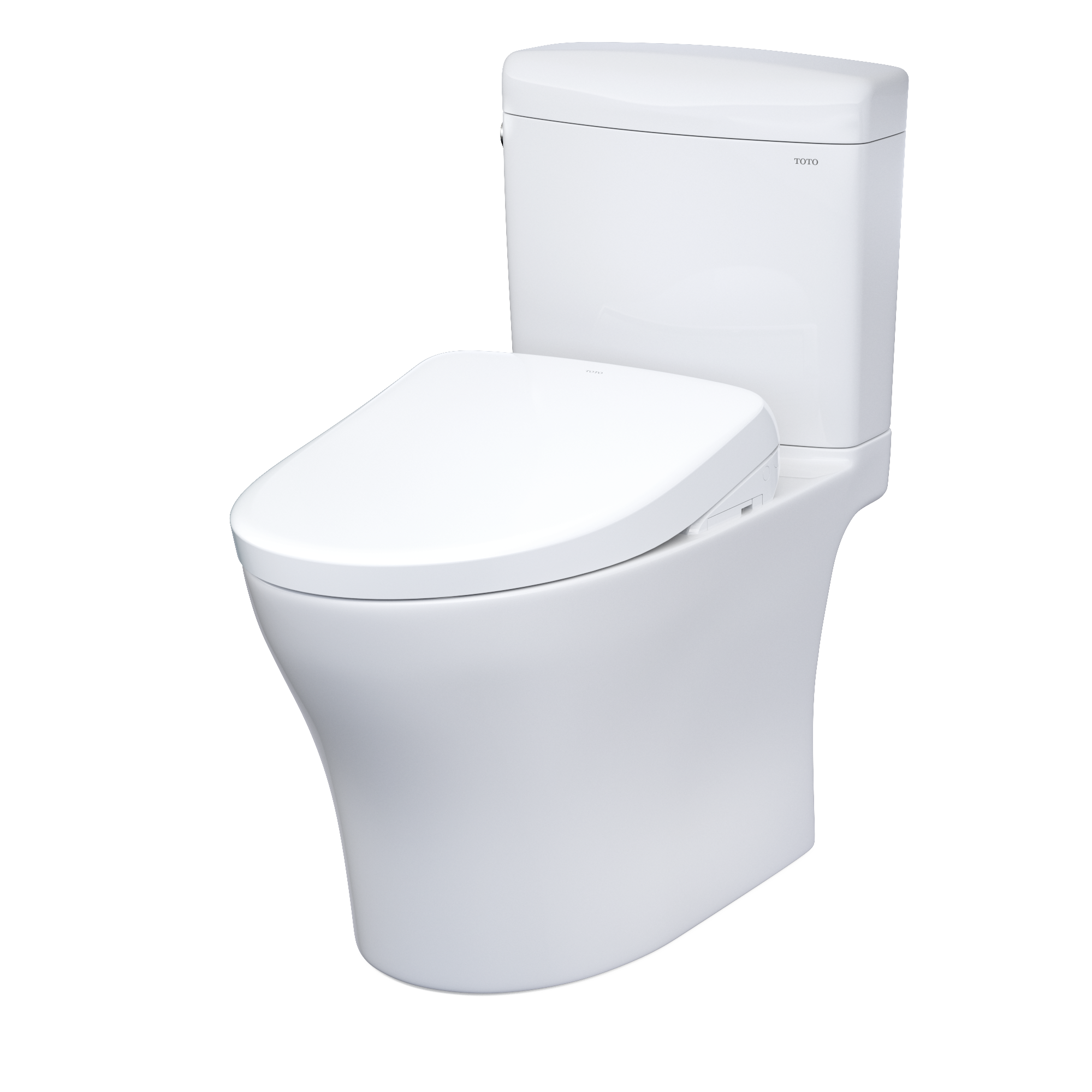 TOTO MW4364726CEMFGNA#01 Washlet+ Aquia Iv Cube Two-Piece Elongated Dual Flush 1.28 And 0.9 Gpf Toilet With Auto Flush S7 Contemporary Bidet Seat - Cotton White