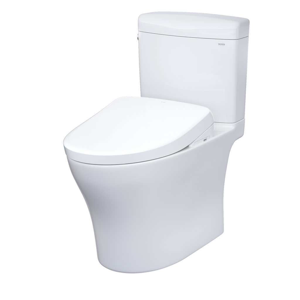TOTO MW4364736CEMFGN#01 Washlet+ Aquia Iv Cube Two-Piece Elongated Dual Flush 1.28 And 0.9 Gpf Toilet With S7A Contemporary Bidet Seat - Cotton White
