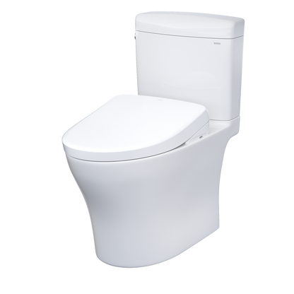 TOTO MW4364736CEMFGN#01 Washlet+ Aquia Iv Cube Two-Piece Elongated Dual Flush 1.28 And 0.9 Gpf Toilet With S7A Contemporary Bidet Seat - Cotton White