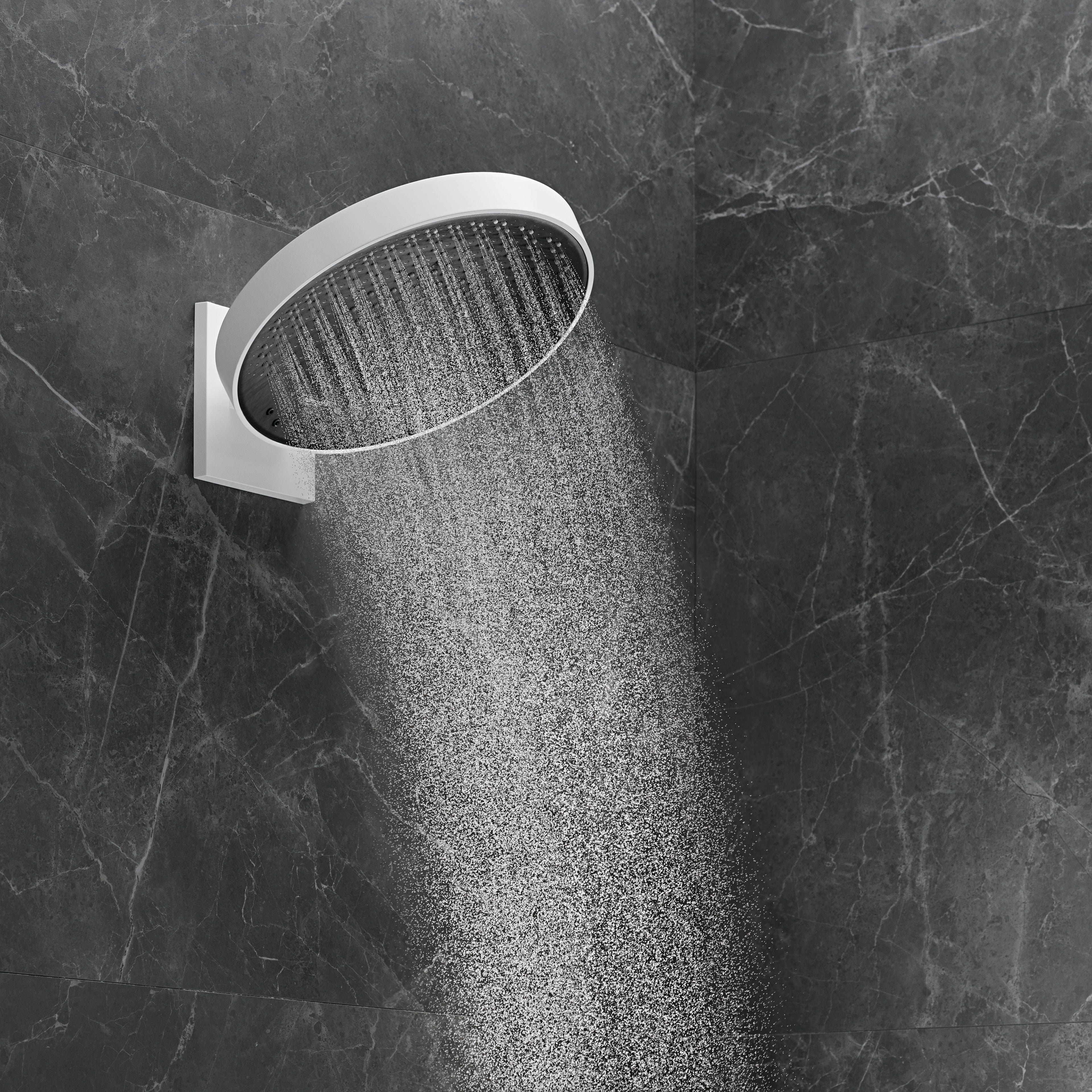 HANSGROHE 04864700 Rainfinity Showerhead 250 3-Jet, 1.75 GPM with RainSelect Thermostatic Trim for 4 Functions - Matte White