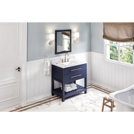 JEFFREY ALEXANDER VN2WAV-36-BL-NT 36" Hale Blue Wavecrest Vanity - Hale Blue