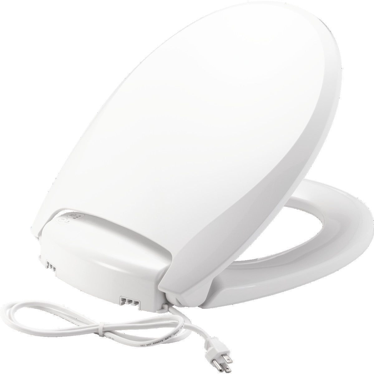 Bemis Radiance Round Plastic Toilet Seat in White with Adjustable Heat, iLumalight, STA-TITE Seat Fastening System, and Whisper•Close with Precision Seat Fit Adjustable Hinge