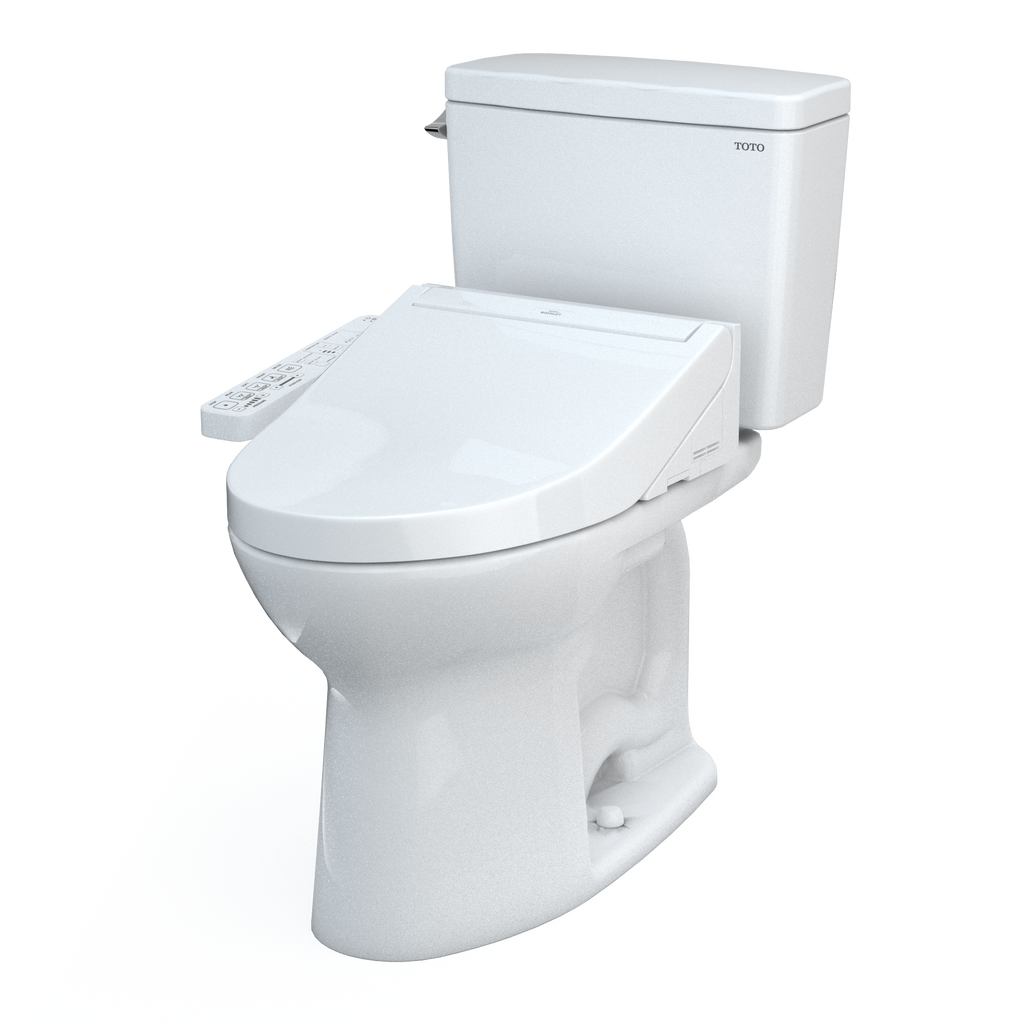 TOTO MW7763074CEFG.10#01 Drake Washlet+ Two-Piece Elongated 1.28 Gpf Universal Height Tornado Flush Toilet With C2 Bidet Seat - Cotton White