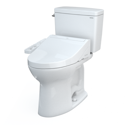 TOTO MW7763074CEFG.10#01 Drake Washlet+ Two-Piece Elongated 1.28 Gpf Universal Height Tornado Flush Toilet With C2 Bidet Seat - Cotton White