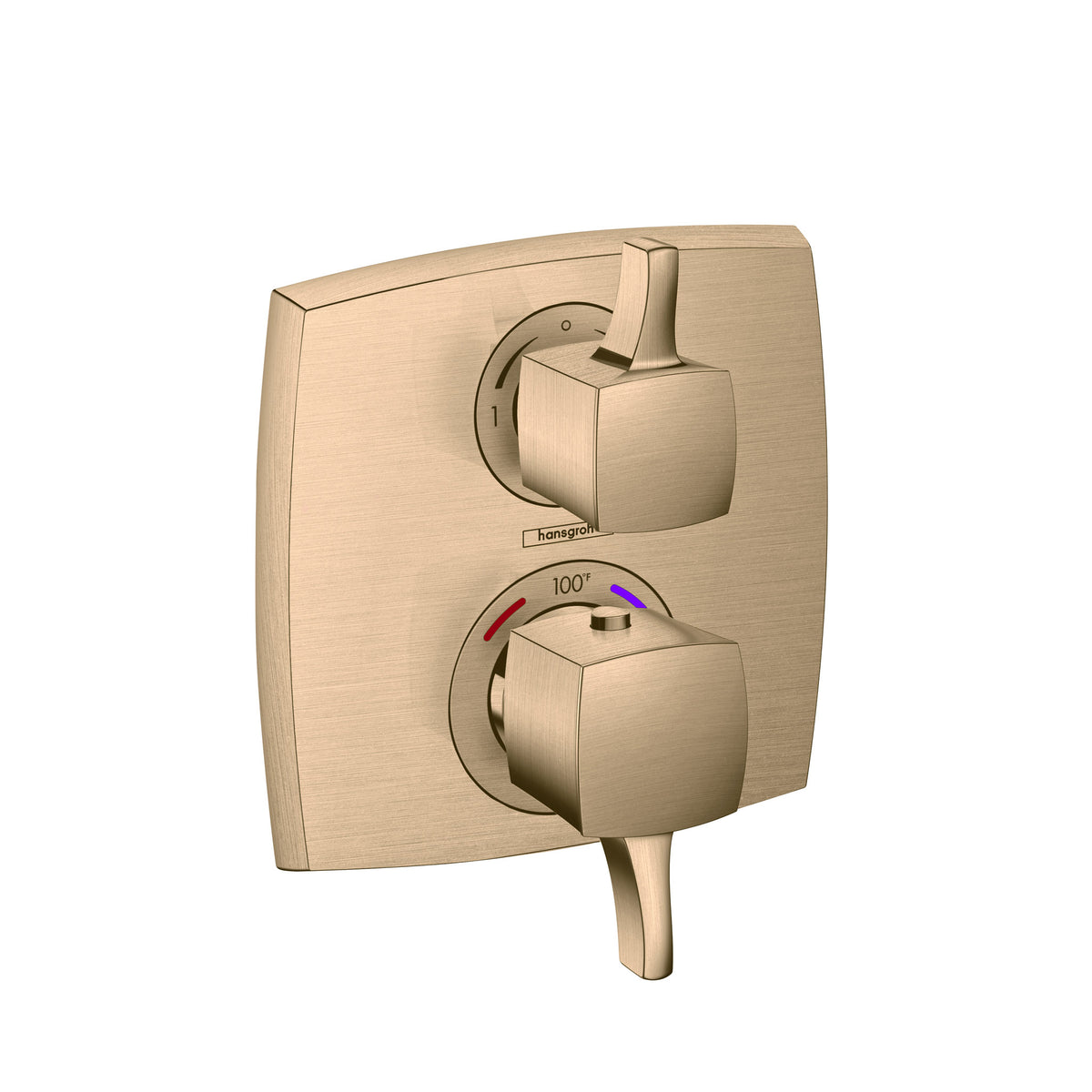 HANSGROHE 15728141 Ecostat Classic Thermostatic Trim with Volume Control and Diverter, Square - Brushed Bronze