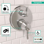HANSGROHE 15752001 Ecostat Classic Thermostatic Trim with Volume Control, Round - Chrome
