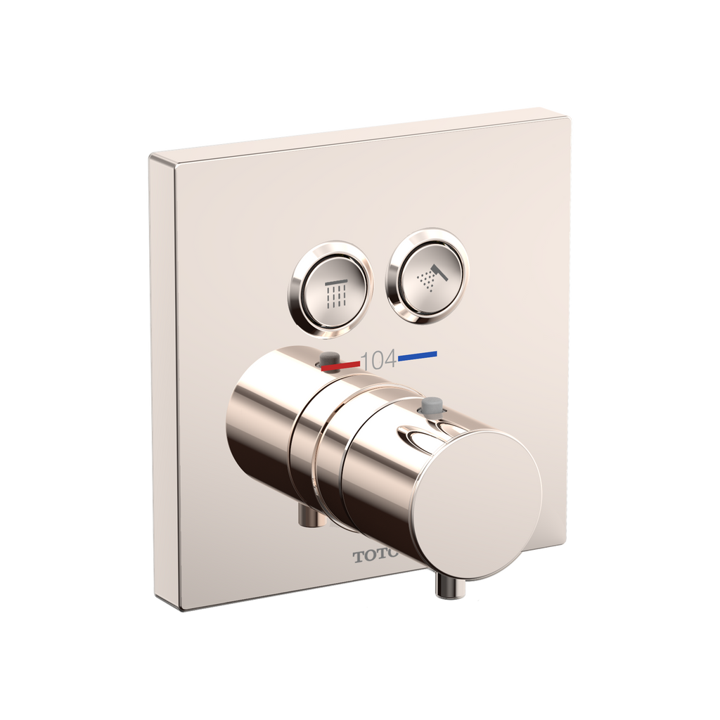 TOTO TBV02406U#PN Square Thermostatic Mixing Valve With 2-Function Shower Trim - Polished Nickel