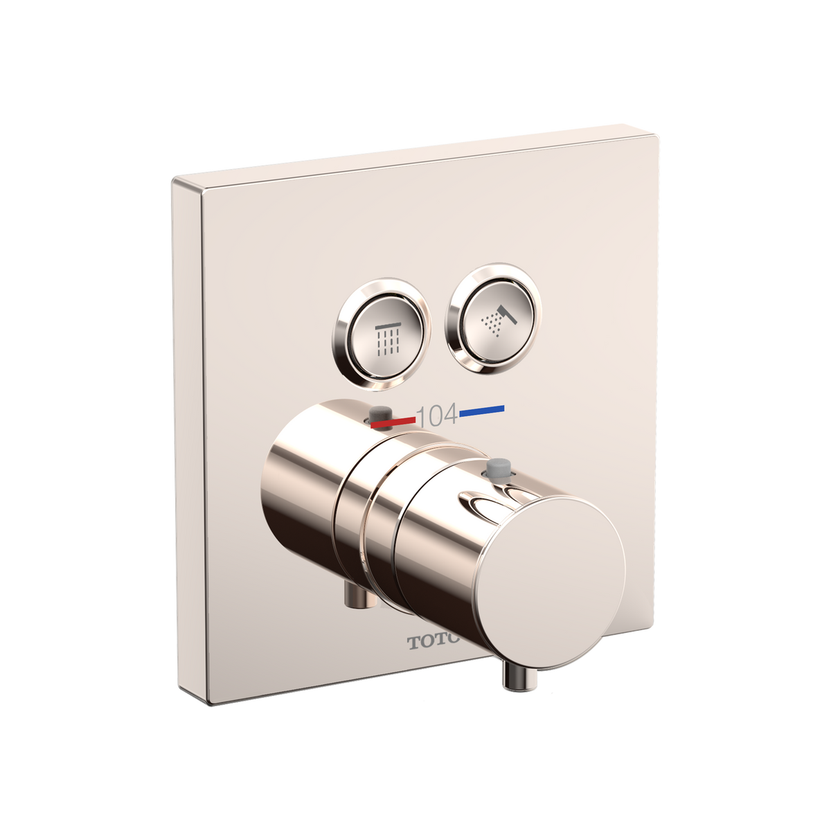 TOTO TBV02406U#PN Square Thermostatic Mixing Valve With 2-Function Shower Trim - Polished Nickel