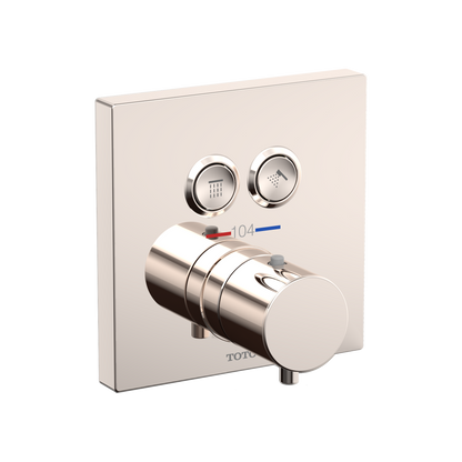 TOTO TBV02406U#PN Square Thermostatic Mixing Valve With 2-Function Shower Trim - Polished Nickel