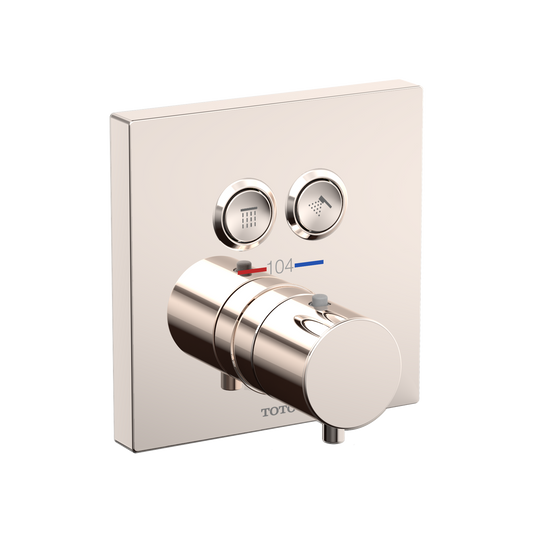 TOTO TBV02406U#PN Square Thermostatic Mixing Valve With 2-Function Shower Trim - Polished Nickel