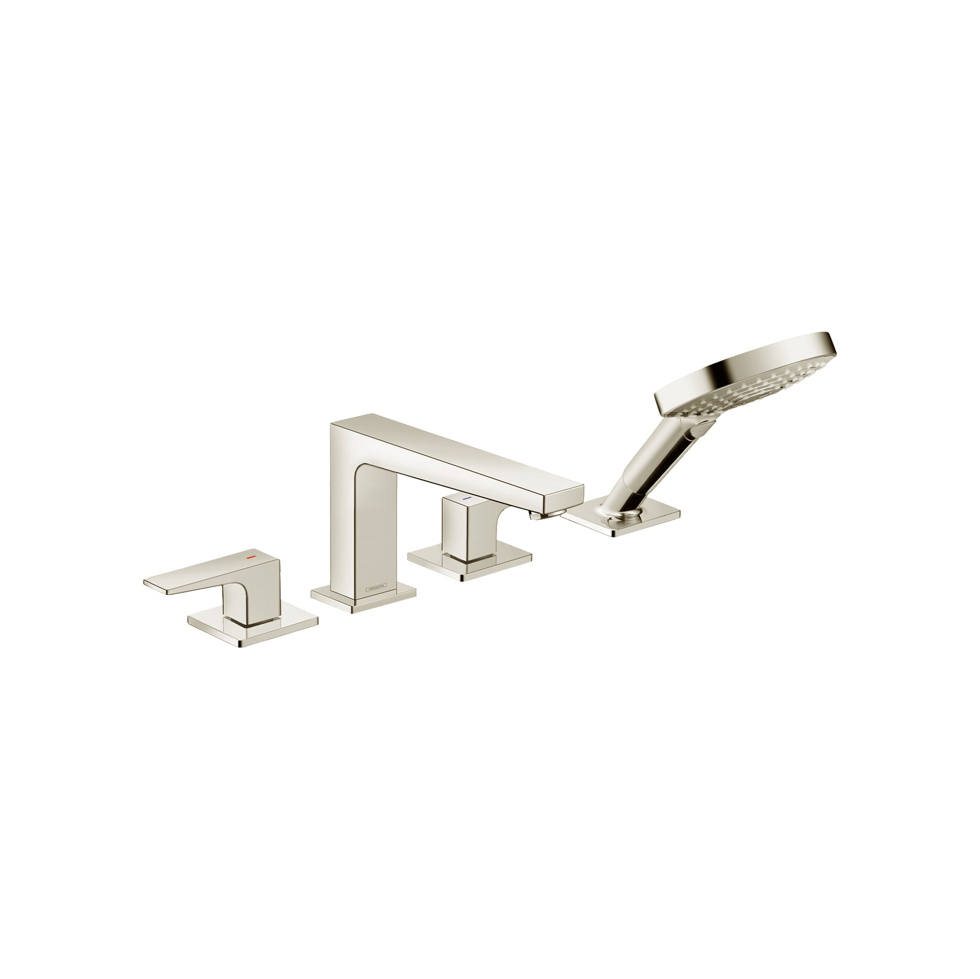 HANSGROHE 32557831 Metropol 4-Hole Roman Tub Set Trim with Lever Handles and 1.75 GPM Handshower - Polished Nickel