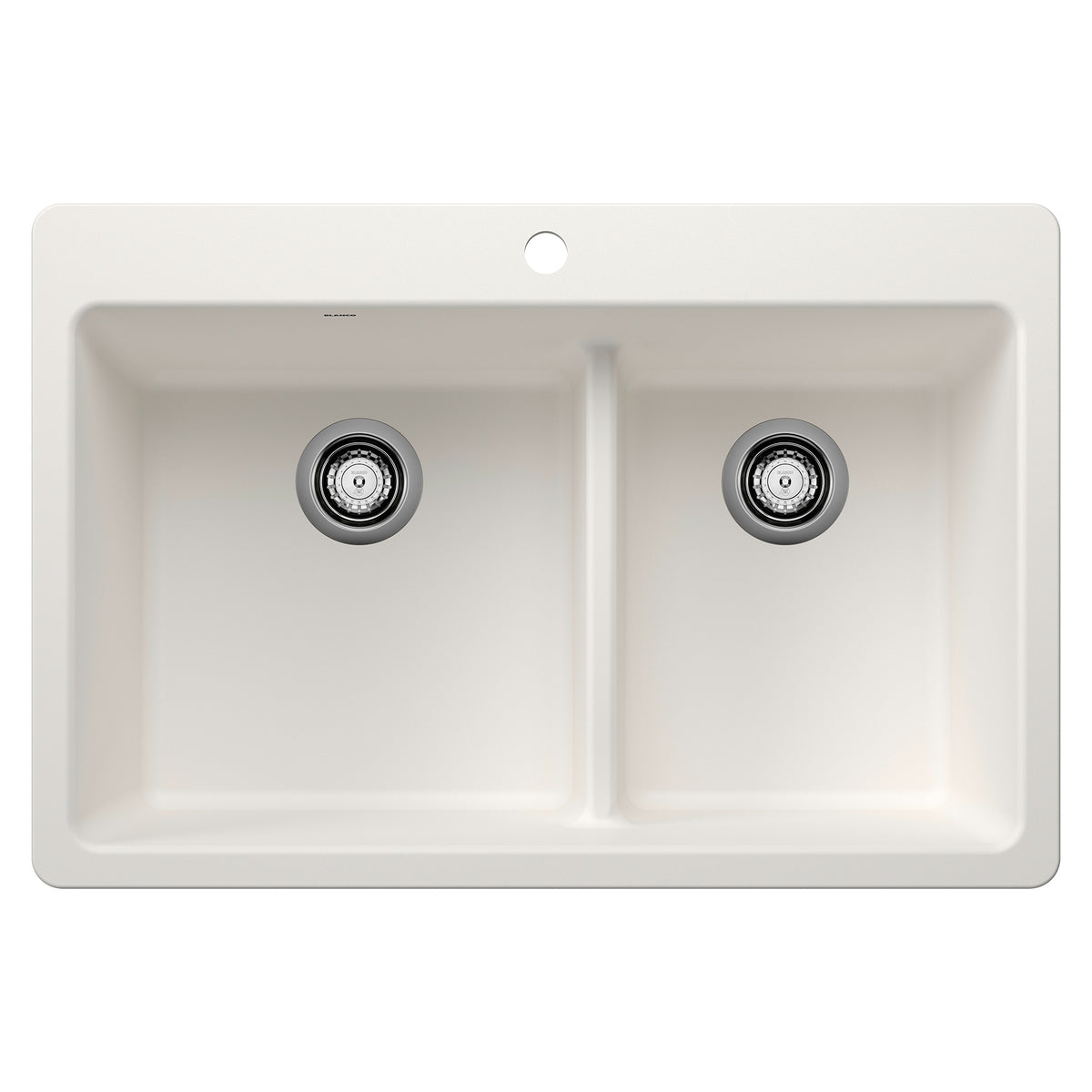 BLANCO 443213 Liven Liven SILGRANIT 33" 60/40 Double Bowl Dual Mount Kitchen Sink with Low Divide - White in White