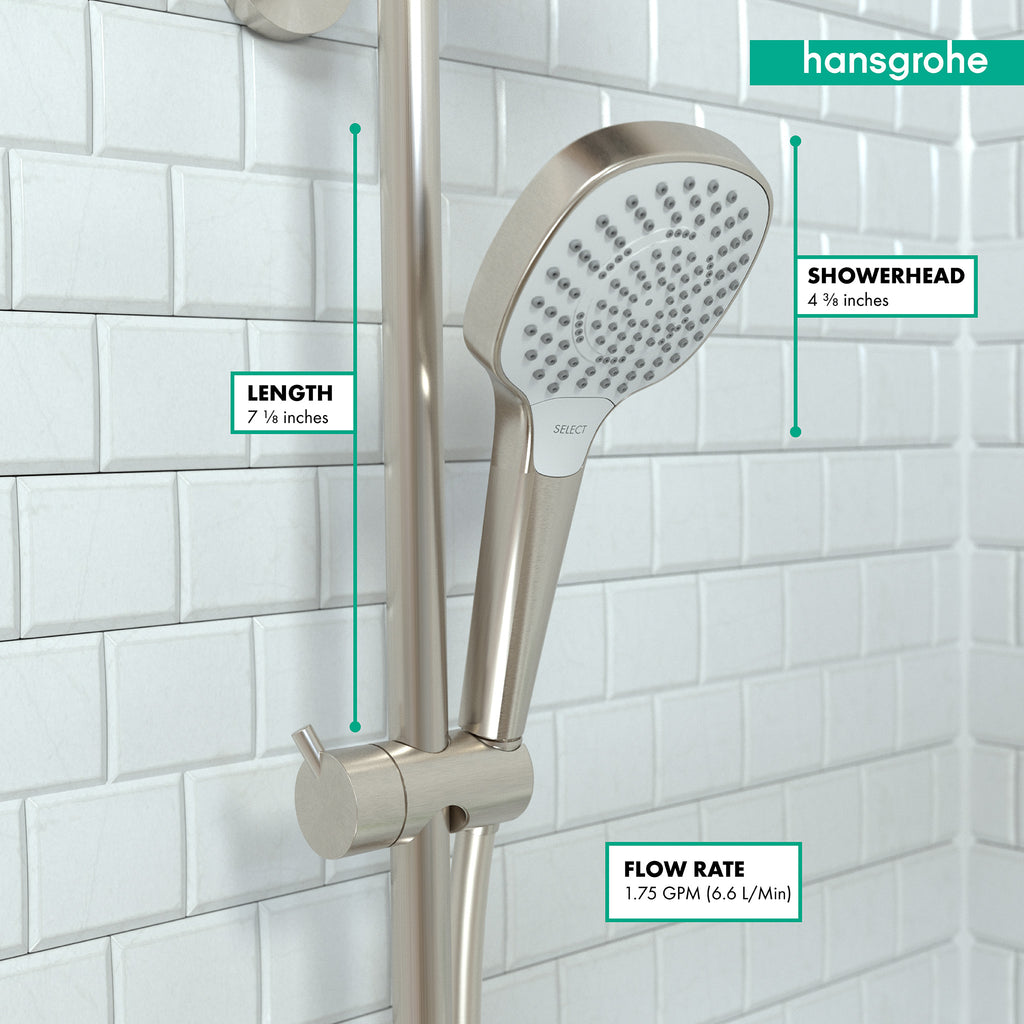 HANSGROHE 04723820 Croma Select E Handshower 110 3-Jet, 1.75 GPM - Brushed Nickel