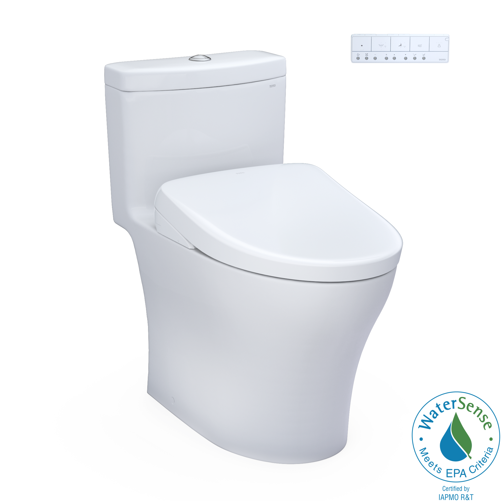 TOTO MW6464726CEMFGNA#01 Washlet+ Aquia Iv One-Piece Elongated Dual Flush 1.28 And 0.9 Gpf Toilet With Auto Flush S7 Contemporary Bidet Seat - Cotton White