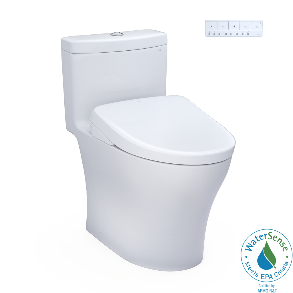 TOTO MW6464736CEMFGN#01 Washlet+ Aquia Iv One-Piece Elongated Dual Flush 1.28 And 0.9 Gpf Toilet With S7A Contemporary Electric Bidet Seat - Cotton White