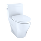 TOTO MS624124CEFG#01 Legato WASHLET+ One-Piece Elongated 1.28 GPF Universal Height Skirted Toilet with CEFIONTECT , Cotton White