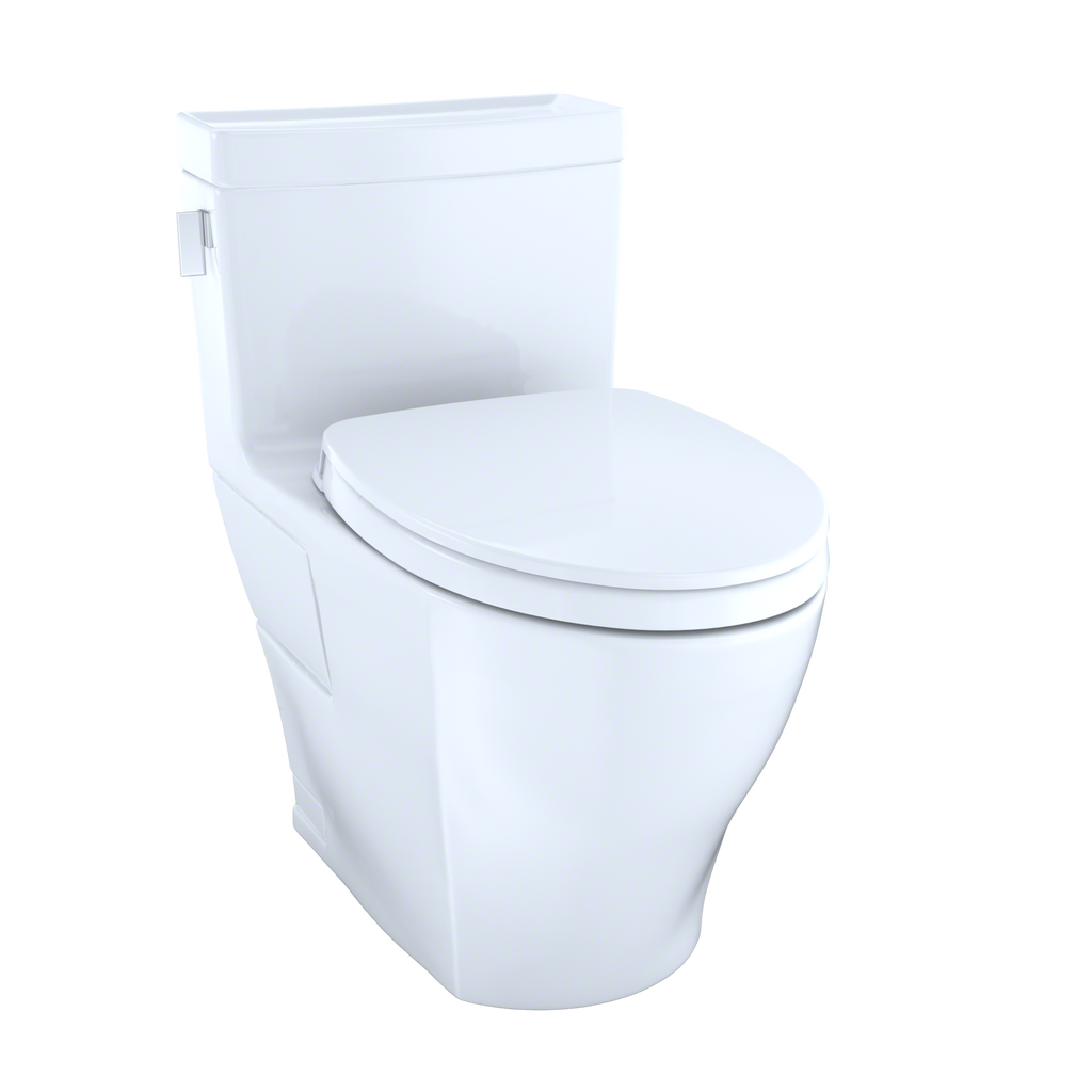 TOTO MS624124CEFG#01 Legato Washlet+ One-Piece Elongated 1.28 Gpf Universal Height Skirted Toilet With Cefiontect - Cotton White