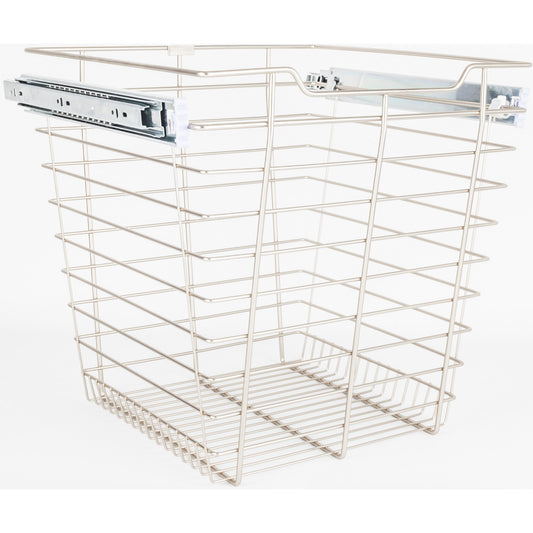 HARDWARE RESOURCES POB1-141717SN Satin Nickel Closet Pullout Basket with Slides 14"D x 17"W x 17"H , Satin Nickel