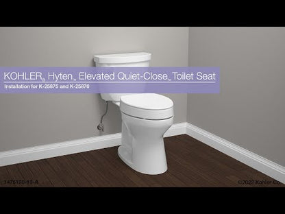 KOHLER K-25876-7 Hyten Elevated Quiet-Close round-front toilet seat - Black Black