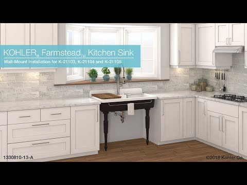 KOHLER K-21103-2HP5-0 Farmstead 45" Top-/Wall-Mount Single-Bowl Workstation Farmhouse Kitchen Sink - White