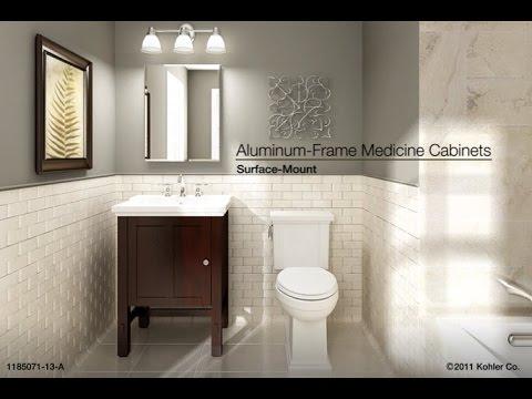 KOHLER K-2936-PG-SAA Catalan 24-1/8" W X 36-1/8" H Aluminum Single-Door Medicine Cabinet With 107 Degree Hinge - Satin Anodized Aluminum
